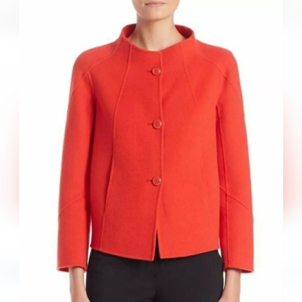 Armani Collezioni Wool cashmere red caban coat crop jacket wool cashmere women 4
